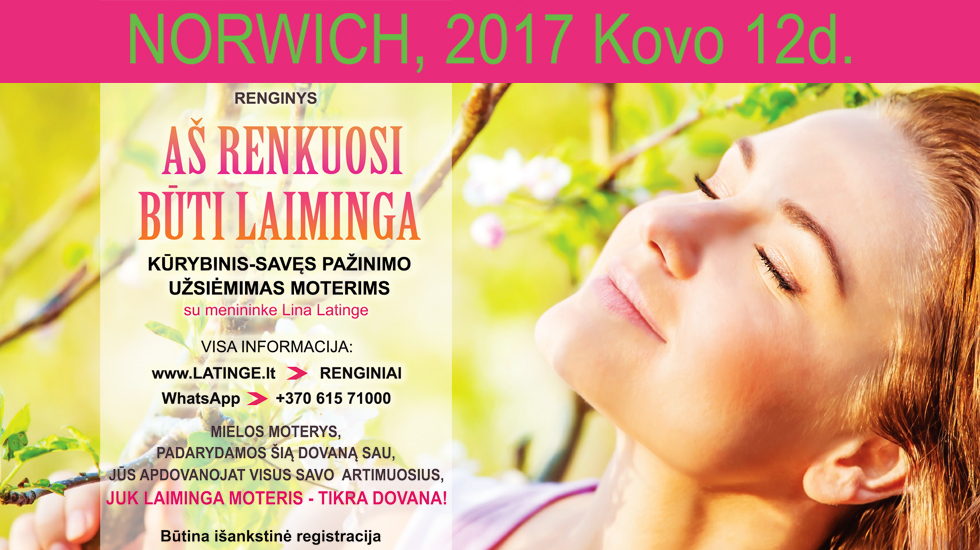 Anglijos moterims – seminaras „Renkuosi būti laiminga“